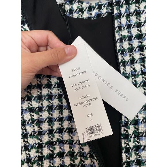 New Veronica Beard Julie Sleeveless Tweed Dress in Blue/Pinegrove Multi sz 12 - Picture 10 of 10